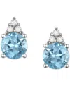 Macy's Gemstone & Diamond Accent Stud Earrings In Blue Topaz With 14k White Gold