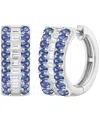 Macy's Gemstone And Diamond Earrings (1/4 Ct.t.w.) In 14k Gold And White Gold In Blue