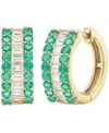 Macy's Gemstone And Diamond Earrings (1/4 Ct.t.w.) In 14k Gold And White Gold In Green