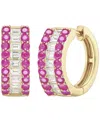 Macy's Gemstone And Diamond Earrings (1/4 Ct.t.w.) In 14k Gold And White Gold In Gold