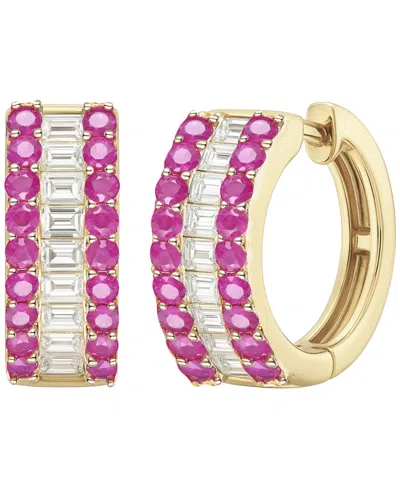 Macy's Gemstone And Diamond Earrings (1/4 Ct.t.w.) In 14k Gold And White Gold