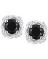 Macy's Gemstone And Diamond Framed 1/3" Stud Earrings In 14k Yellow Gold (also In 14k White Gold) In Metallic