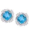 Macy's Gemstone And Diamond Framed 1/3" Stud Earrings In 14k Yellow Gold (also In 14k White Gold) In Silver