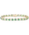 Macy's Gemstone & Diamond Halo Hexagon Flex Bracelet In Emerald