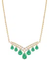 Macy's Gemstone And Diamond Necklace (1/3 Ct. T.w.) In 14k Gold And White Gold In Gold