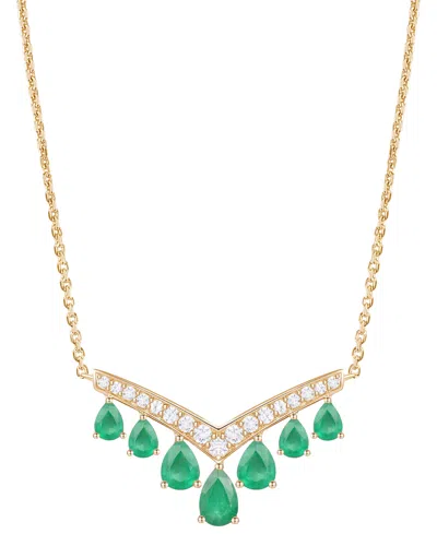 Macy's Gemstone And Diamond Necklace (1/3 Ct. T.w.) In 14k Gold And White Gold
