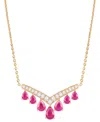 Macy's Gemstone And Diamond Necklace (1/3 Ct. T.w.) In 14k Gold And White Gold In Gold