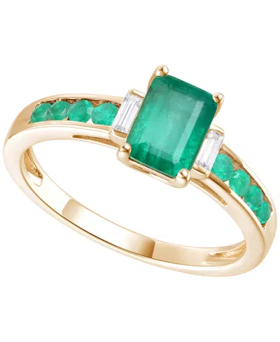Macy's Gemstone And Diamond Ring (1/20 Ct. T.w.) In 14k Gold And White Gold In Green