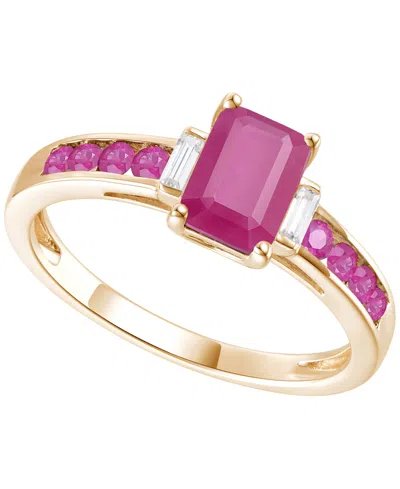 Macy's Gemstone And Diamond Ring (1/20 Ct. T.w.) In 14k Gold And White Gold In Pink