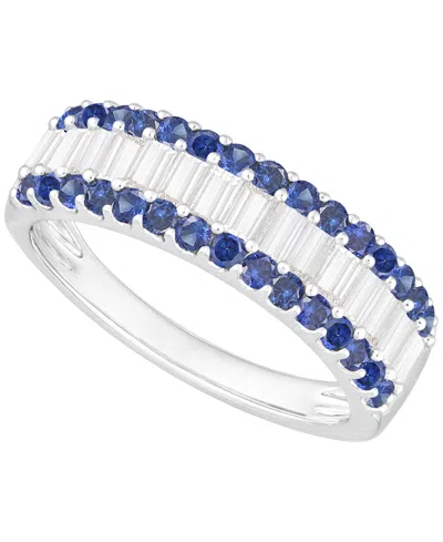 Macy's Gemstone And Diamond Ring (1/4 Ct. T.w.) In 14k Gold And White Gold In Silver