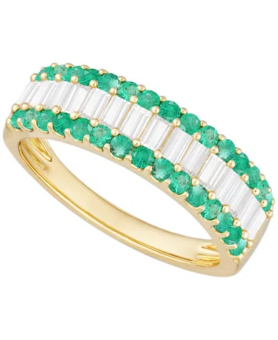 Macy's Gemstone And Diamond Ring (1/4 Ct. T.w.) In 14k Gold And White Gold In Multi