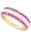 Macy's Gemstone And Diamond Ring (1/4 Ct. T.w.) In 14k Gold And White Gold In Gold
