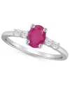 Macy's Gemstone And Diamond Ring (1/6 Ct. T.w.) In 10k White Gold (also In 10k Yellow Gold) In Metallic