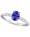 Macy's Gemstone And Diamond Ring (1/6 Ct. T.w.) In 10k White Gold (also In 10k Yellow Gold) In Metallic