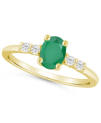 Macy's Gemstone And Diamond Ring (1/6 Ct. T.w.) In 10k White Gold (also In 10k Yellow Gold)