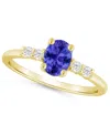 Macy's Gemstone And Diamond Ring (1/6 Ct. T.w.) In 10k White Gold (also In 10k Yellow Gold) In Purple