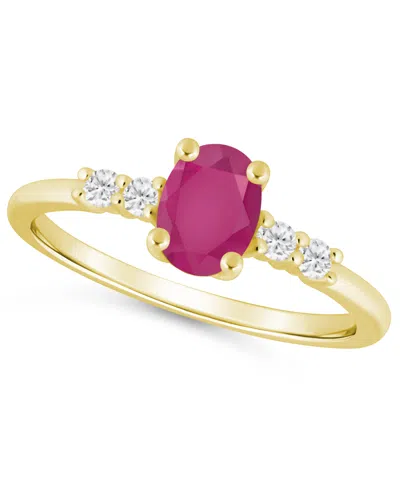 Macy's Gemstone And Diamond Ring (1/6 Ct. T.w.) In 10k White Gold (also In 10k Yellow Gold)
