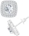 Macy's Gemstone & Lab-grown White Sapphire (5/8 Ct. T.w.) Square Halo Birthstone Stud Earrings In Sterling In White Sapphire
