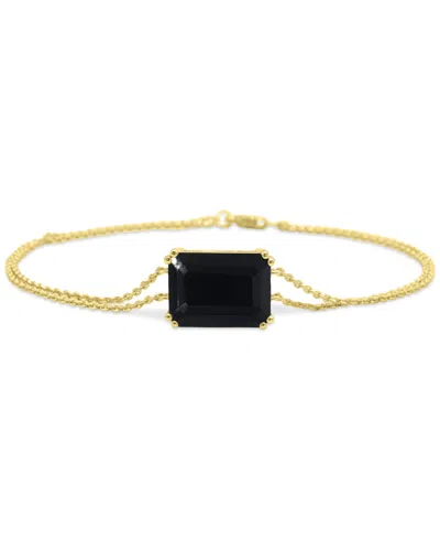 Macy's Gemstone Bracelet In 14k Gold-plated Sterling Silver In Black