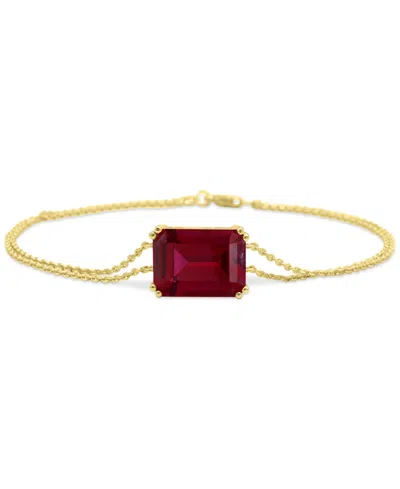 Macy's Gemstone Bracelet In 14k Gold-plated Sterling Silver In Red