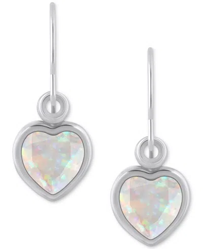 Macy's Gemstone Heart Drop Earrings In 10k Yellow Gold (also In 10k White Gold) In Multi