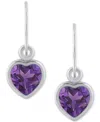 Macy's Gemstone Heart Drop Earrings In 10k Yellow Gold (also In 10k White Gold)