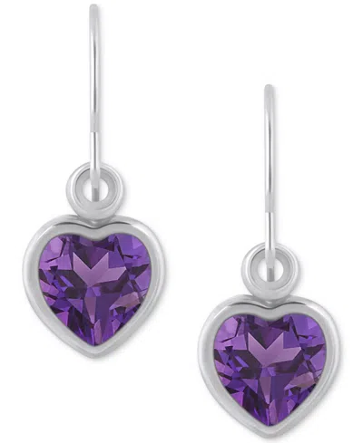 Macy's Gemstone Heart Drop Earrings In 10k Yellow Gold (also In 10k White Gold) In Multi