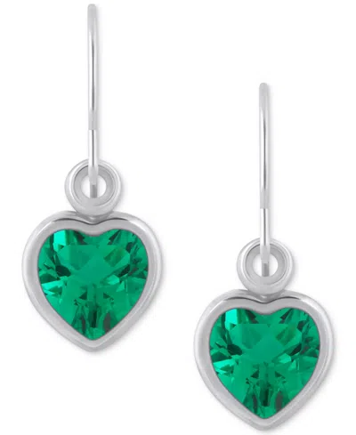 Macy's Gemstone Heart Drop Earrings In 10k Yellow Gold (also In 10k White Gold) In Multi