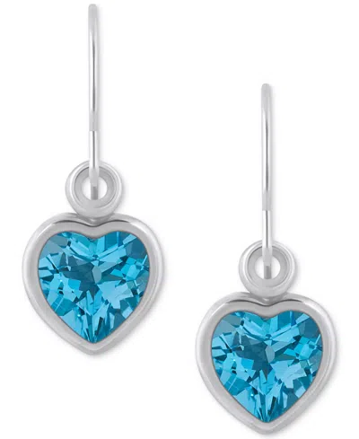 Macy's Gemstone Heart Drop Earrings In 10k Yellow Gold (also In 10k White Gold) In Multi
