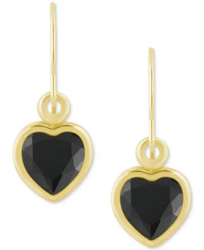 Macy's Gemstone Heart Drop Earrings In 10k Yellow Gold (also In 10k White Gold) In Multi