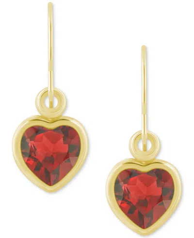 Macy's Gemstone Heart Drop Earrings In 10k Yellow Gold (also In 10k White Gold) In Multi