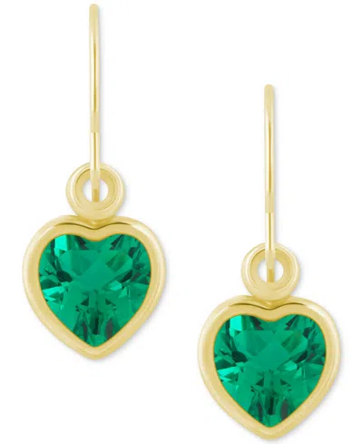 Macy's Gemstone Heart Drop Earrings In 10k Yellow Gold (also In 10k White Gold) In Multi