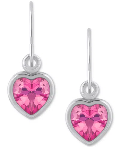 Macy's Gemstone Heart Drop Earrings In 10k Yellow Gold (also In 10k White Gold) In Multi