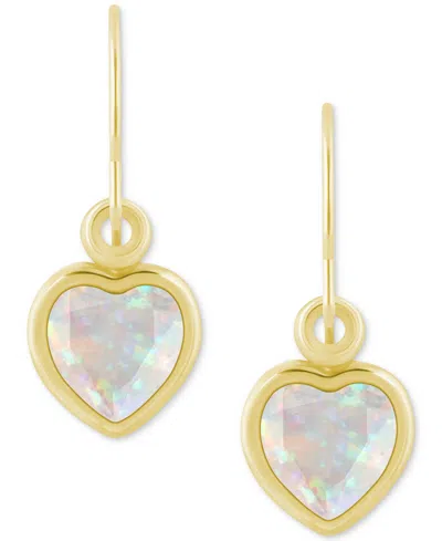 Macy's Gemstone Heart Drop Earrings In 10k Yellow Gold (also In 10k White Gold) In Multi