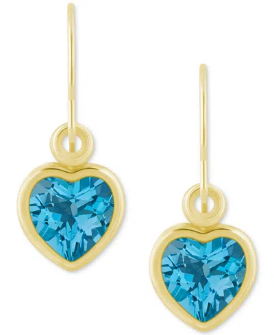 Macy's Gemstone Heart Drop Earrings In 10k Yellow Gold (also In 10k White Gold)