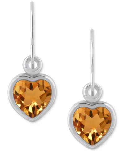 Macy's Gemstone Heart Drop Earrings In 10k Yellow Gold (also In 10k White Gold)