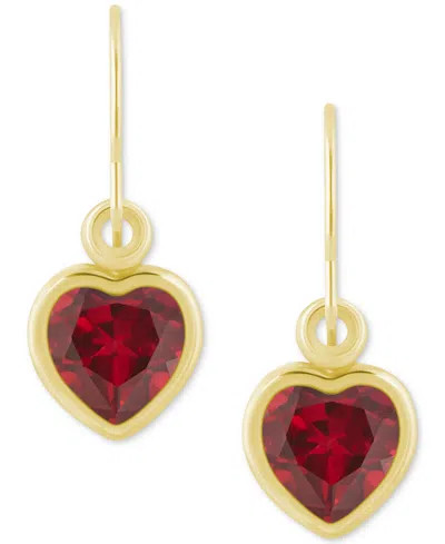 Macy's Gemstone Heart Drop Earrings In 10k Yellow Gold (also In 10k White Gold) In Multi