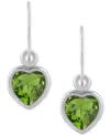 Macy's Gemstone Heart Drop Earrings In 10k Yellow Gold (also In 10k White Gold)