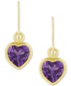 Macy's Gemstone Heart Drop Earrings In 10k Yellow Gold (also In 10k White Gold)