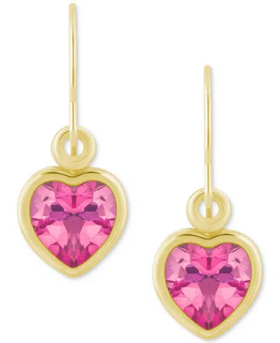 Macy's Gemstone Heart Drop Earrings In 10k Yellow Gold (also In 10k White Gold)