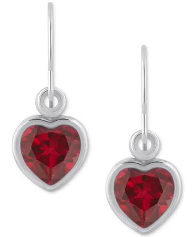 Macy's Gemstone Heart Drop Earrings In 10k Yellow Gold (also In 10k White Gold) In Multi