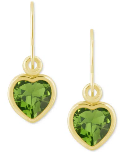 Macy's Gemstone Heart Drop Earrings In 10k Yellow Gold (also In 10k White Gold)