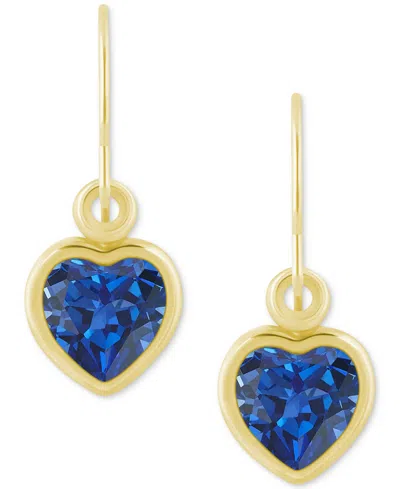 Macy's Gemstone Heart Drop Earrings In 10k Yellow Gold (also In 10k White Gold) In Multi