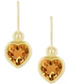 Macy's Gemstone Heart Drop Earrings In 10k Yellow Gold (also In 10k White Gold)