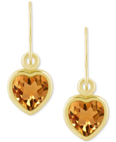 Macy's Gemstone Heart Drop Earrings In 10k Yellow Gold (also In 10k White Gold)
