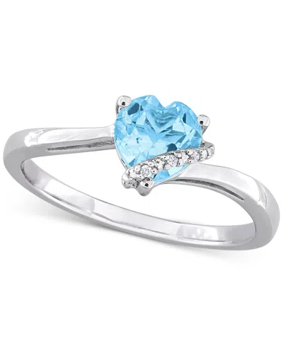 Macy's Gemstone Heart Ring In Sterling Silver In Blue