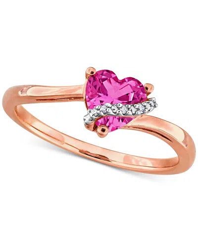 Macy's Gemstone Heart Ring In Sterling Silver In Pink