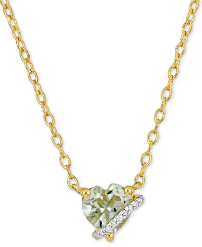 Macy's Gemstone Heart-shaped Pendant Necklace In Sterling Silver, 18"