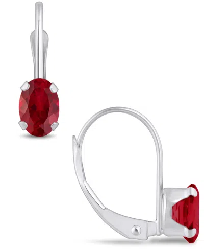 MACY'S GEMSTONE LEVERBACK EARRINGS IN 10K WHITE GOLD