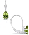 Macy's Gemstone Leverback Earrings In 10k White Gold In Peridot